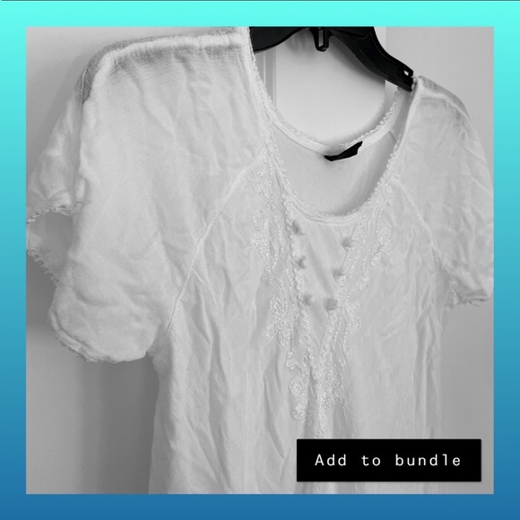 S.R. Fashion Dresses & Skirts - S.R. Fashion Embroidered Shift Tent Dress Dainty White Size L